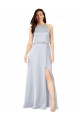 Cheap A-Line Halter Neck Silky Satin Long Fog Formal Dress