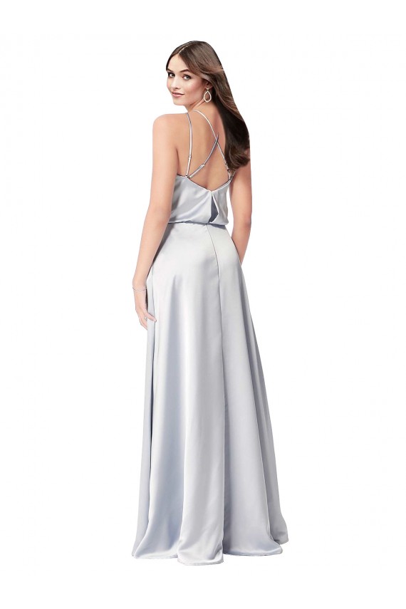 Cheap A-Line Halter Neck Silky Satin Long Fog Formal Dress