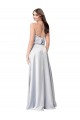Cheap A-Line Halter Neck Silky Satin Long Fog Formal Dress