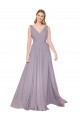Cheap A-Line High Neck Chiffon Long Dusty Rose Formal Dress