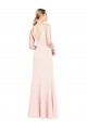 Cheap A-Line High Neck Stretch Crepe Long Pink Formal Dress