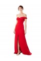 Cheap A-Line High Neck Stretch Crepe Long Red Formal Gown