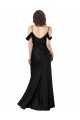 Cheap A-Line Off the Shoulder Silky Satin Long Black Formal Dress