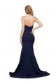 Cheap A-Line Sweetheart Stretch Crepe Sweep Train Dark Navy Formal Dress