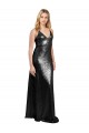 Cheap A-Line V-Neck Sequin Long Black Formal Dress