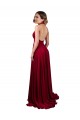 Cheap A-Line V-Neck Spandex Long Burgundy Black Tie Formal Dress