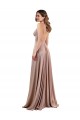Cheap A-Line V-Neck Spandex Long Dusty Pink Black Tie Formal Dress