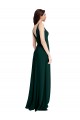 Cheap A-Line V-Neck Stretch Crepe Long Midnight Green Formal Dress