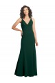 Cheap A-Line V-Neck Stretch Crepe Long Midnight Green Formal Gown