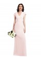 Cheap A-Line V-Neck Stretch Crepe Long Pink Formal Dress