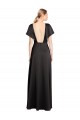 Cheap A-Line V-Neck Stretch Satin Long Black Formal Gown