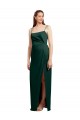 Cheap Column Square Neck Stretch Satin Long Hunter Formal Dress