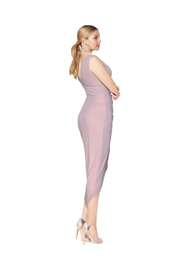 Cheap Mermaid High Neck Chiffon Cocktail Length Primrose High Low Formal Dress