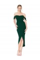 Cheap Mermaid High Neck Stretch Crepe Knee Length Midnight Green High Low Formal Dress
