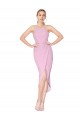 Cheap Mermaid High Neck Stretch Crepe Knee Length Orchid Formal Dress