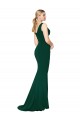 Cheap Mermaid High Neck Stretch Crepe Long Midnight Green Formal Dress