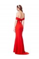 Cheap Mermaid High Neck Stretch Crepe Long Red Formal Dresses