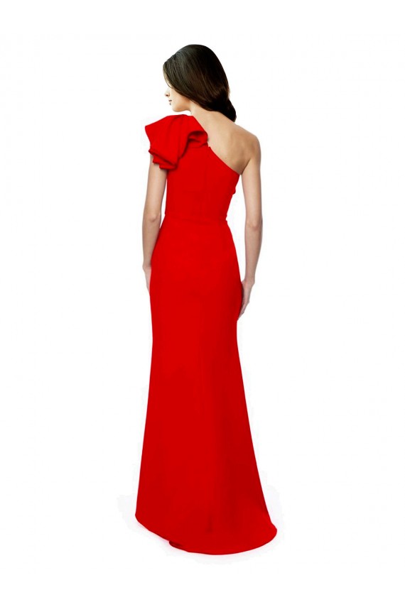 Cheap Mermaid High Neck Stretch Crepe Long Red Formal Gown