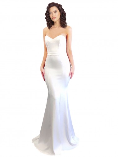 Cheap Mermaid High Neck Stretch Crepe Long White Formal Dress