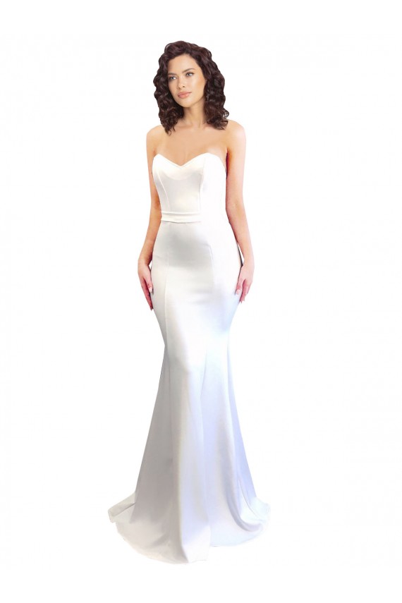 Cheap Mermaid High Neck Stretch Crepe Long White Formal Dress