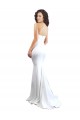 Cheap Mermaid High Neck Stretch Crepe Long White Formal Dress