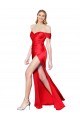 Cheap Mermaid High Neck Stretch Satin Long Red Formal Dress