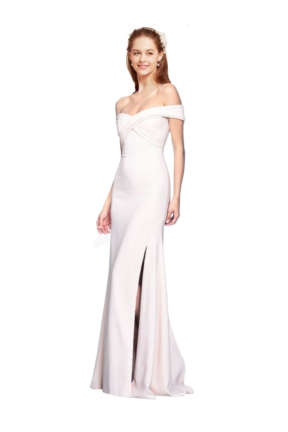 Cheap Mermaid Off the Shoulder Stretch Crepe Long White Formal Dress