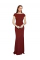 Cheap Mermaid Round Neck Stretch Crepe Long Burgundy Formal Dress