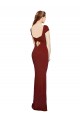 Cheap Mermaid Round Neck Stretch Crepe Long Burgundy Formal Dress