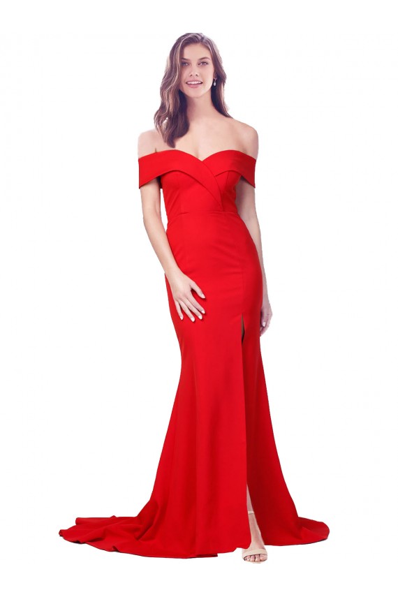 Cheap Mermaid Sweetheart Stretch Crepe Long Red Formal Dress