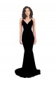 Cheap Mermaid V-Neck Spandex Long Black Formal Dress