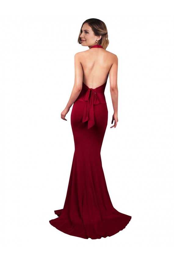 Cheap Mermaid V-Neck Spandex Long Burgundy Formal Dress