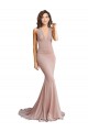 Cheap Mermaid V-Neck Spandex Long Dusty Pink Formal Dress