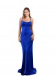 Cheap Sheath Cowl Neck Silky Satin Long Royal Blue Formal Dress