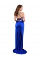 Cheap Sheath Cowl Neck Silky Satin Long Royal Blue Formal Dress