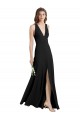 Cheap Sheath High Neck Stretch Crepe Long Black Formal Dress