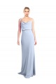 Cheap Sheath High Neck Stretch Crepe Long Light Sky Blue Formal Dress