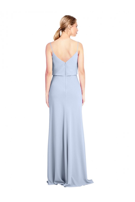 Cheap Sheath High Neck Stretch Crepe Long Light Sky Blue Formal Dress