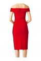 Cheap Sheath Off the Shoulder Stretch Crepe Cocktail Length Red Formal Dress