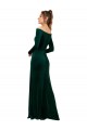 Cheap Sheath Off the Shoulder Stretch Velvet Long Dark Green Formal Dress