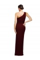 Cheap Sheath One Shoulder Stretch Crepe Long Burgundy Gold Black Tie Formal Dress