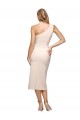 Cheap Sheath One Shoulder Stretch Crepe Midi Length Nude Formal Dress