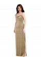 Cheap Sheath One Shoulder Stretch Velvet Long Champagne Black Tie Formal Dress