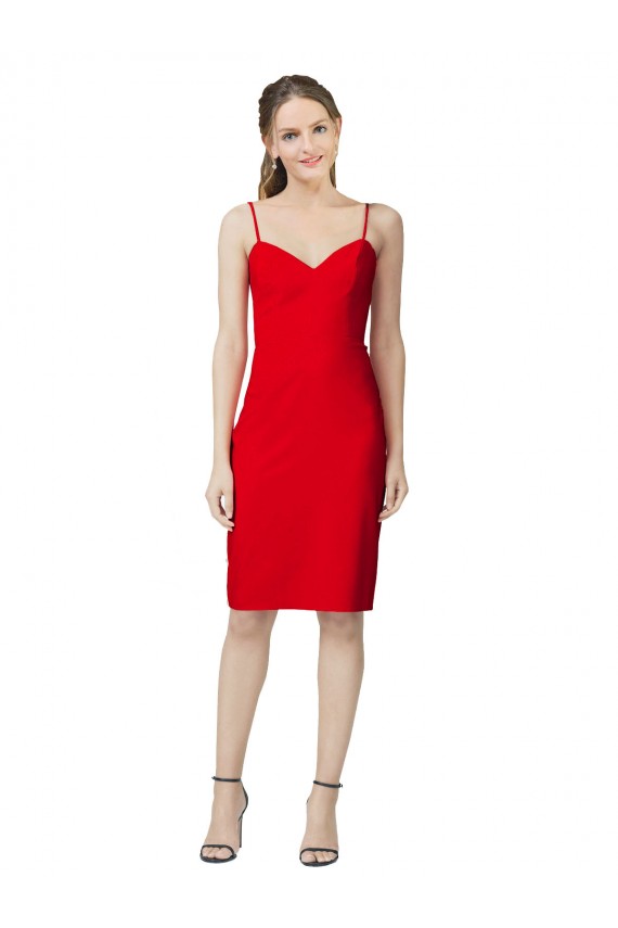 Cheap Sheath Sweetheart Stretch Crepe Cocktail Length Red Formal Dress
