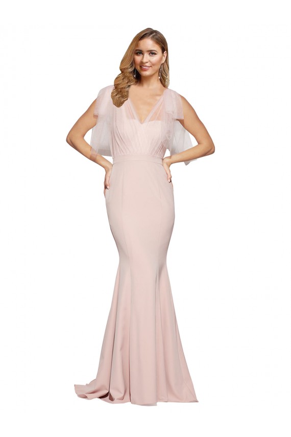 Cheap Sheath Sweetheart Stretch Crepe & Tulle Long Mauve Formal Dress