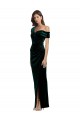 Cheap Sheath Sweetheart Stretch Velvet Long Dark Green High Low Formal Dress