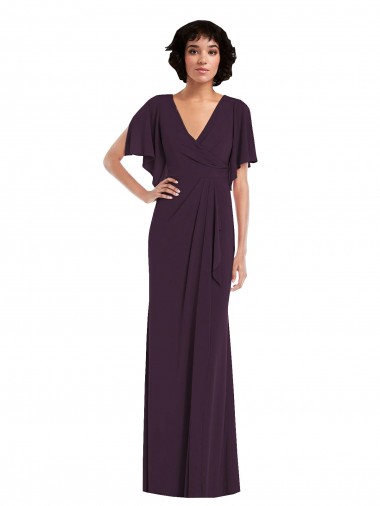 Cheap Sheath V-Neck Spandex Long Grape Formal Dress