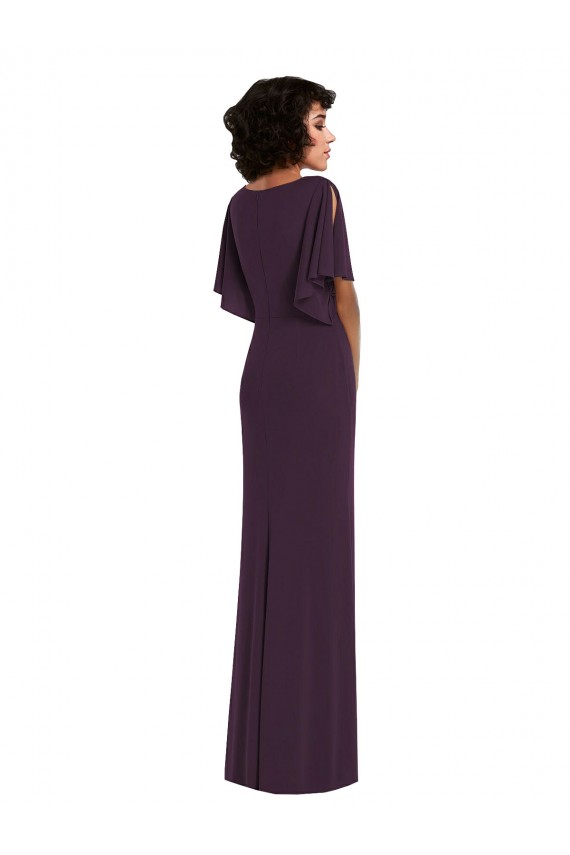 Cheap Sheath V-Neck Spandex Long Grape Formal Dress