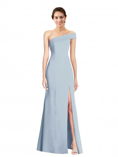 Cheap Trumpet Off the Shoulder Stretch Crepe Long Light Sky Blue Formal Gown