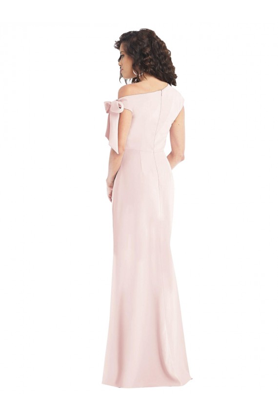 Cheap Trumpet Off the Shoulder Stretch Crepe Long Pink Formal Dress